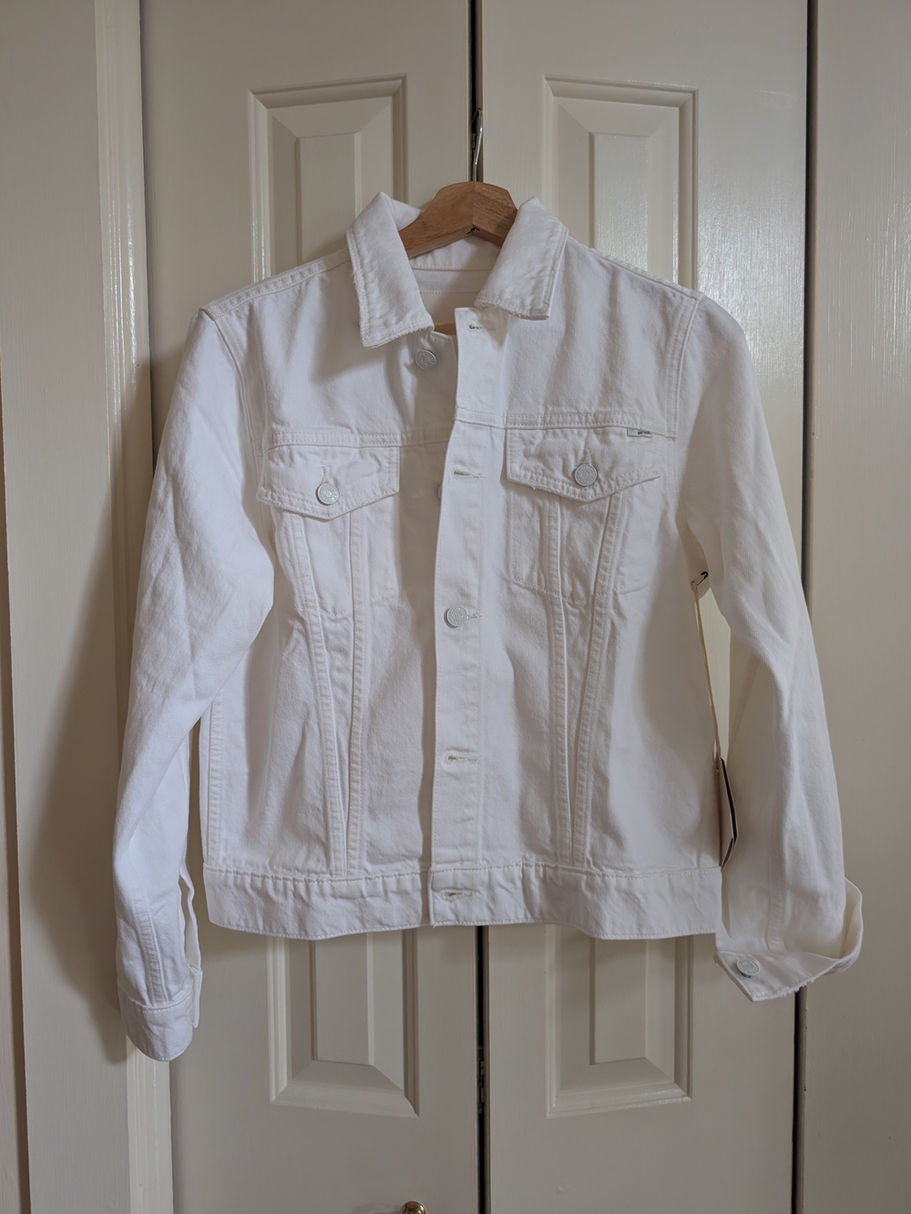 MOTHER White Denim Jacket - Button-Front Trucker